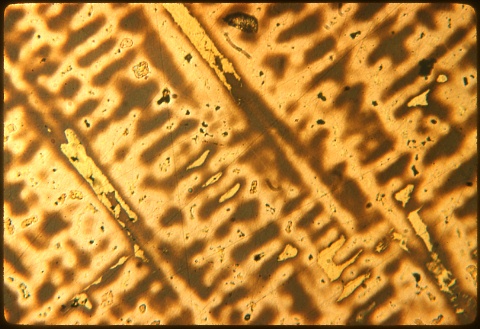 Gold - copper casting at 200X