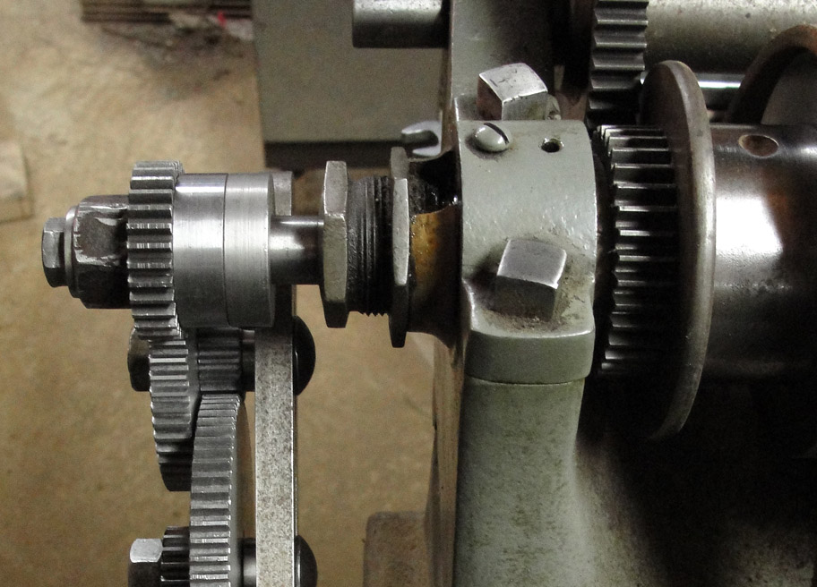 Finished stud-gear bushing in place on the spindle